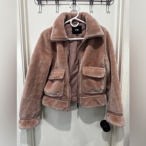 Fluffy pink bomber jacket